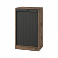 Armário com Porta de Persiana 40 x 40 x 80 cm em Aglomerado Revestido Castanho-Nogueira e Aço Preto