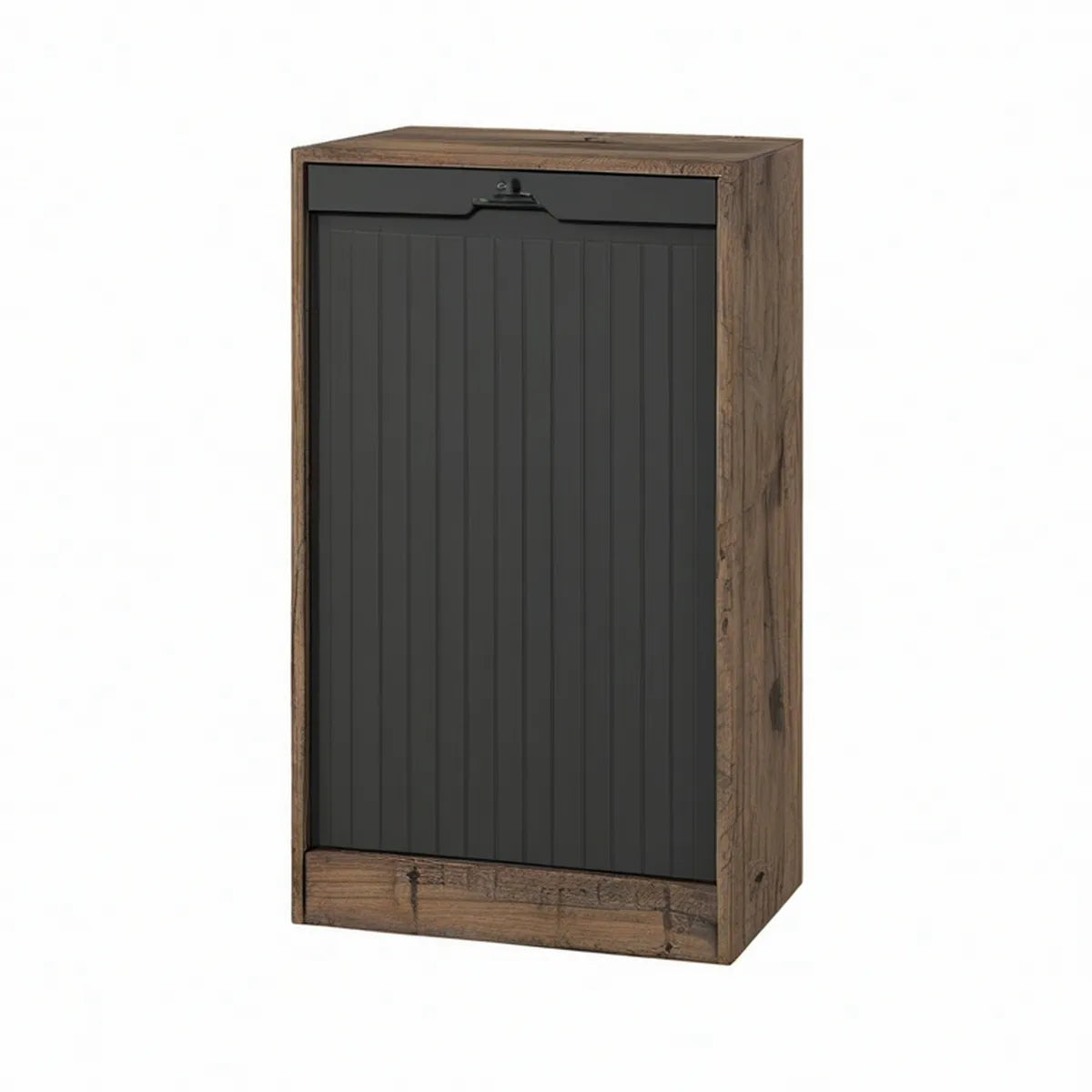Armário com Porta de Persiana 40 x 40 x 80 cm em Aglomerado Revestido Castanho-Nogueira e Aço Preto