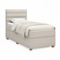 Cama Individual Estofada com Cabeceira 90 x 190 cm Bege