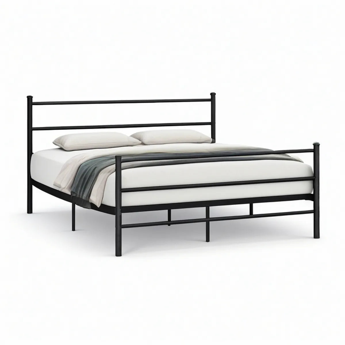 Cama de Casal 140 x 190 cm em Aço Preto