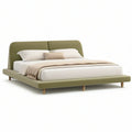 Cama de Casal Estofada Verde-oliva para Colchão 180 x 200 cm com Cabeceira Retangular