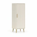 Armário Alto de 1 Porta em MDF Branco e Dourado, 60 x 40 x 180 cm