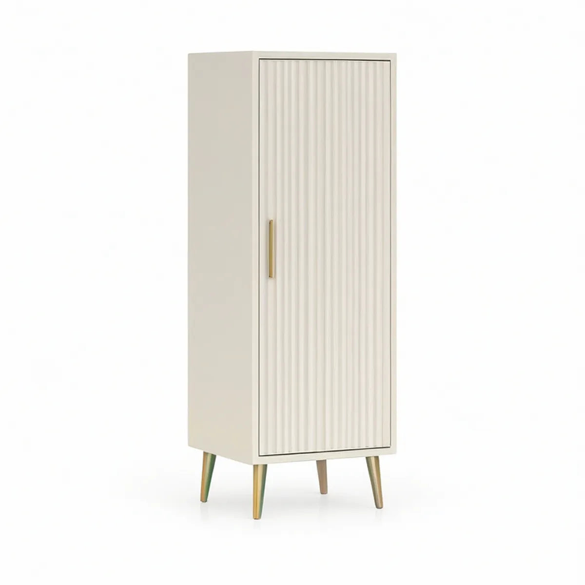 Armário Alto de 1 Porta em MDF Branco e Dourado, 60 x 40 x 180 cm