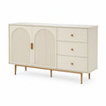 Aparador em MDF Branco e Castanho com 2 Portas e 3 Gavetas, 150 x 40 x 85 cm