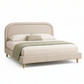 Cama de Casal Estofada Bege para Colchão 160 x 200 cm