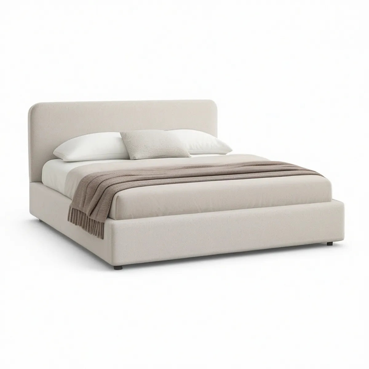 Cama de Casal Estofada Bege 160 x 200 cm