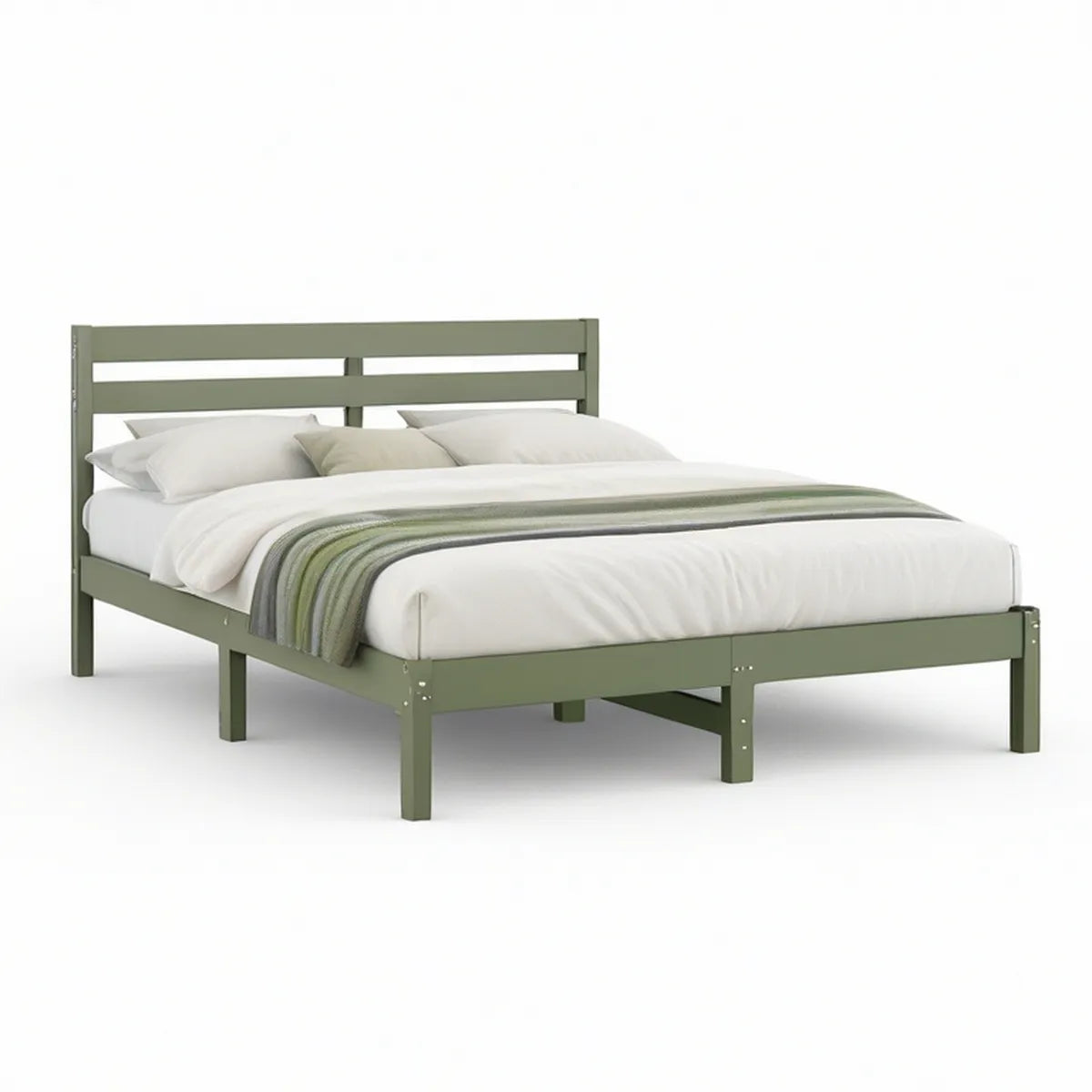 Estrutura de Cama de Casal em Aço Verde-oliva para Colchão 160 x 200 cm